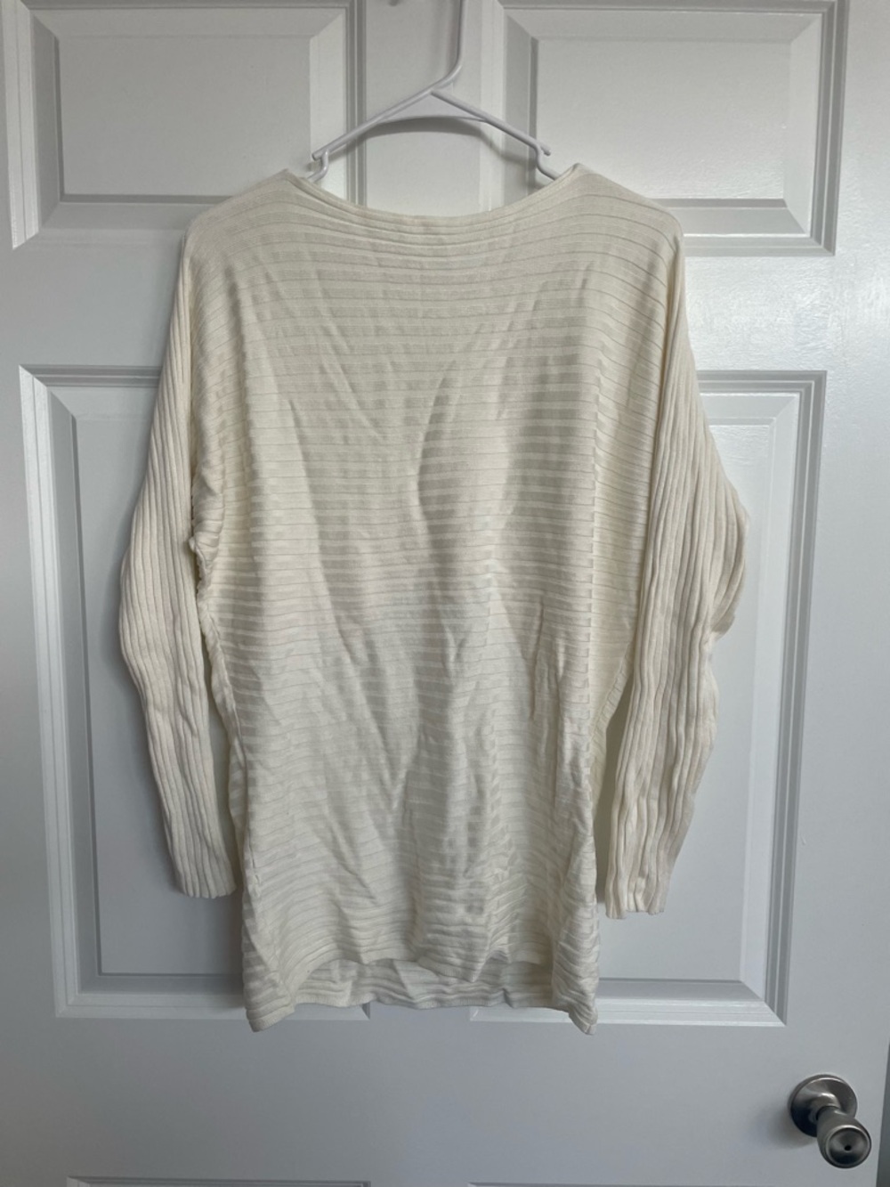 Lightweight Cream Ribbed Knit Pullover - Picture 2 of 3